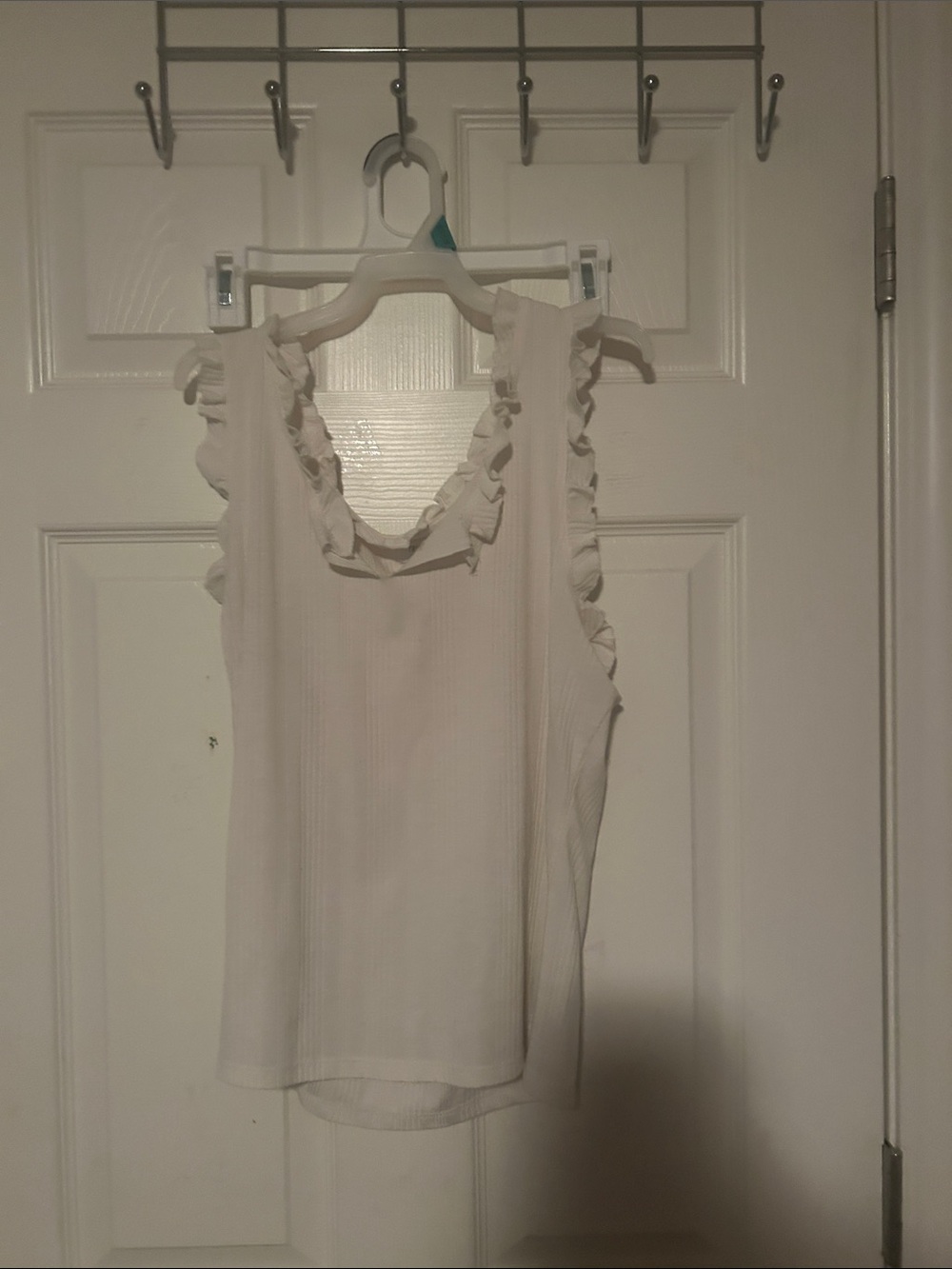 True Craft Cream Ruffle-Trim Sleeveless Tank